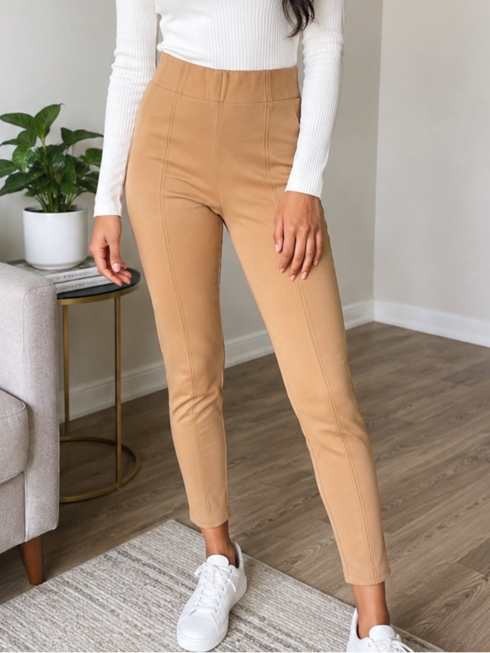 JNY Jones New York Camel Pull-On Slim Ankle Pants Women’s Small - Picture 1 of 6